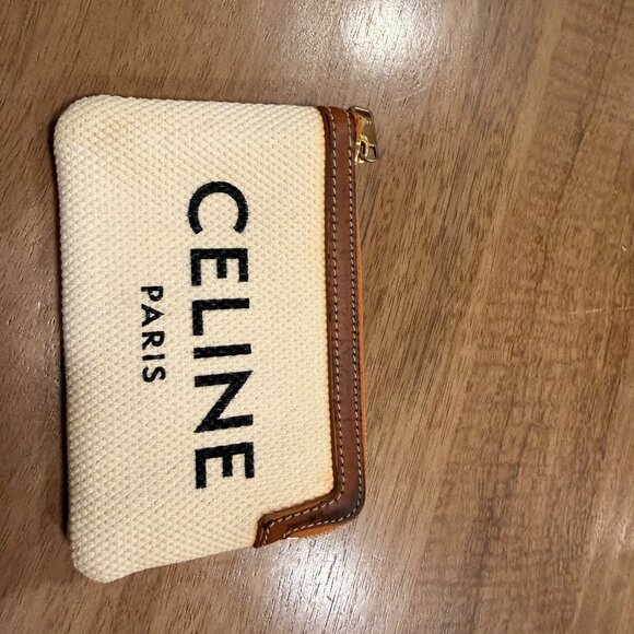 Celine Mini Pouch / Coin Purse – Canvas & Leather Trim - Picture 1 of 3